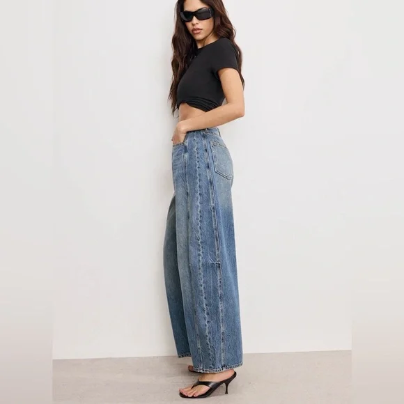 Good American Good Extreme Barrel Jeans, Sz 6 NWT - Picture 4 of 9